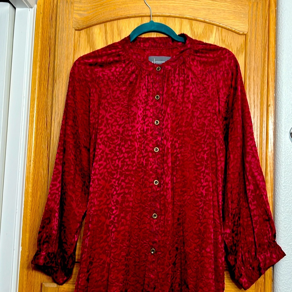 Anthropology burgundy burnout rayon blouse XL